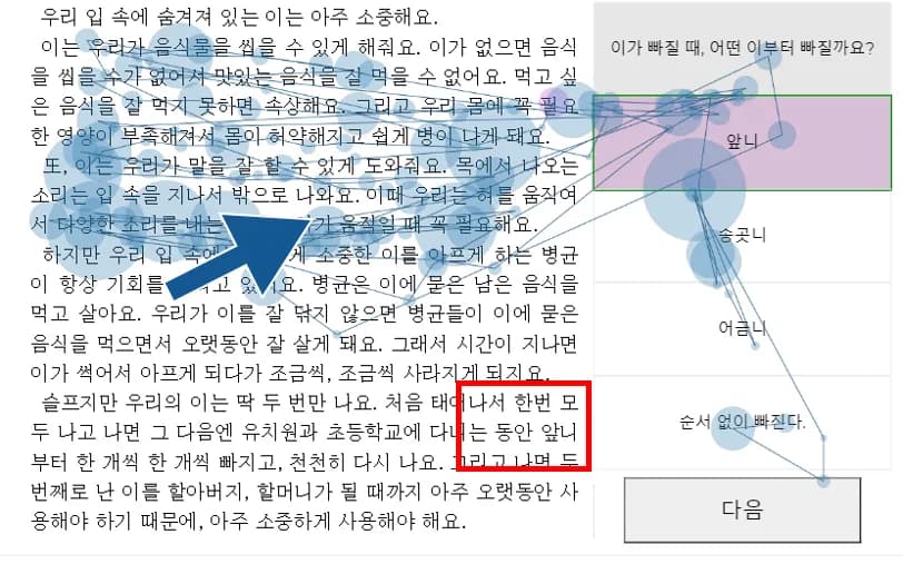 미숙한 독자의 탐색 전략 시선 경로